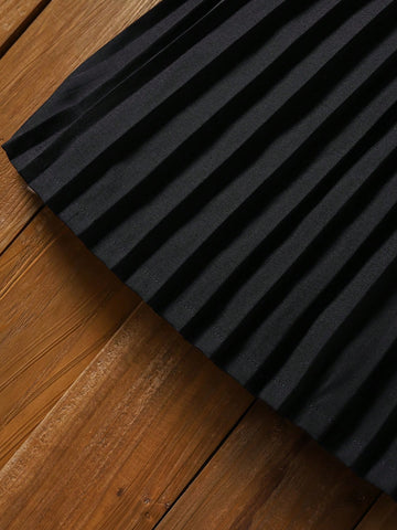 Young Girl Elegant Colorblock Lace Patchwork Puff Sleeve Pleated Dress Young Girl Elegant Colorblock Lace Patchwork Puff Sleeve Pleated Dress