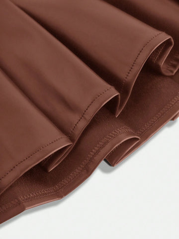 Young Girl All-Match The Cheapest Woven Plain Solid Color PU Leather Bodycon Pleated Mini Skirt Young Girl All-Match The Cheapest Woven Plain Solid Color PU Leather Bodycon Pleated Mini Skirt