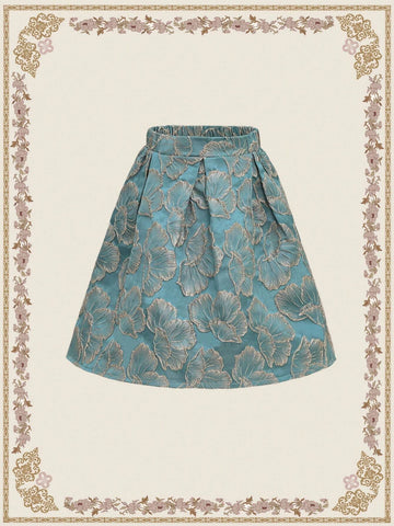 Young Girl Elegant Jacquard Elasticated Waist Skirt Young Girl Elegant Jacquard Elasticated Waist Skirt