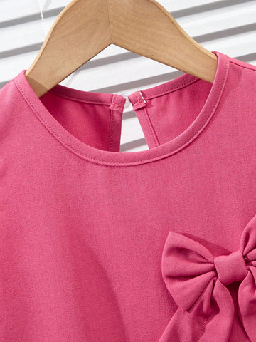Young Girl Plain Color Bow Decor Round Neck Sleeveless Dress Young Girls Dresses Young Girl Plain Color Bow Decor Round Neck Sleeveless Dress Young Girls Dresses