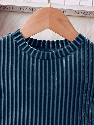 Young Girl Striped Velvet A-Line Dress, Elegant Long Sleeve Cake Dress, For Birthday Party, Vacation, Great For Casual & Daily Wear & School Daily Young Girl Striped Velvet A-Line Dress, Elegant Long Sleeve Cake Dress, For Birthday Party, Vacation, Great For Casual & Daily Wear & School Daily