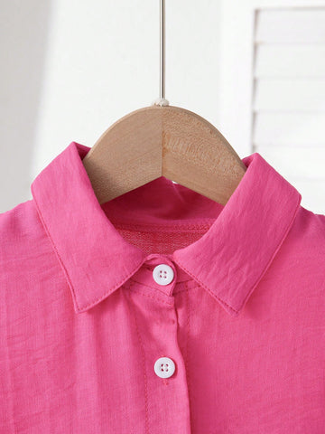 Young Girl Summer New Simple Lapel Shirt, Loose Short Sleeve Dress Young Girl Summer New Simple Lapel Shirt, Loose Short Sleeve Dress