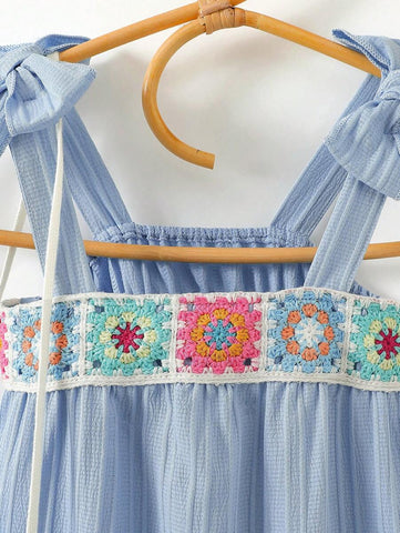 Young Girl Sweet Jacquard Knitted Floral Pattern Cami Straight Dress + Matching Handbag Young Girl Sweet Jacquard Knitted Floral Pattern Cami Straight Dress + Matching Handbag