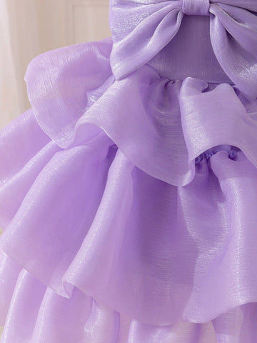 Young Girl Woven Solid Color Round Neck Fitted Dress Young Girl Woven Solid Color Round Neck Fitted Dress