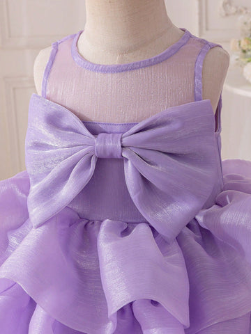 Young Girl Woven Solid Color Round Neck Fitted Dress Young Girl Woven Solid Color Round Neck Fitted Dress