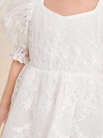 Young Girl's Slim Fit Gorgeous Puff Sleeve A-Line Dress Young Girl's Slim Fit Gorgeous Puff Sleeve A-Line Dress