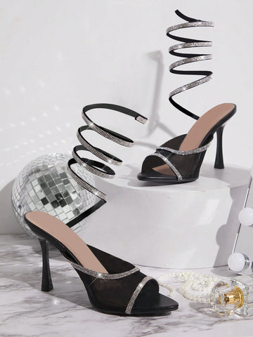 Women's Creative Fashion Unique Design Spiral Rhinestone Coil Mesh Women's Creative Fashion Unique Design Spiral Rhinestone Coil Mesh