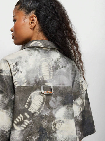 SUMWON WOMEN Oversized Fit Twill Shirt With All Over Print SUMWON WOMEN Oversized Fit Twill Shirt With All Over Print