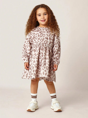 Young Girls Comfy Leopard Print Jersey Dress Young Girls Comfy Leopard Print Jersey Dress