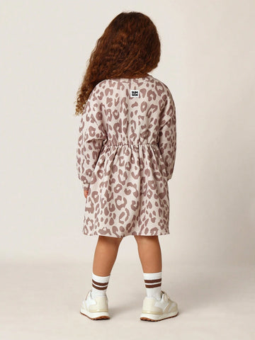 Young Girls Comfy Leopard Print Jersey Dress Young Girls Comfy Leopard Print Jersey Dress