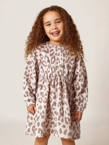 Young Girls Comfy Leopard Print Jersey Dress Young Girls Comfy Leopard Print Jersey Dress