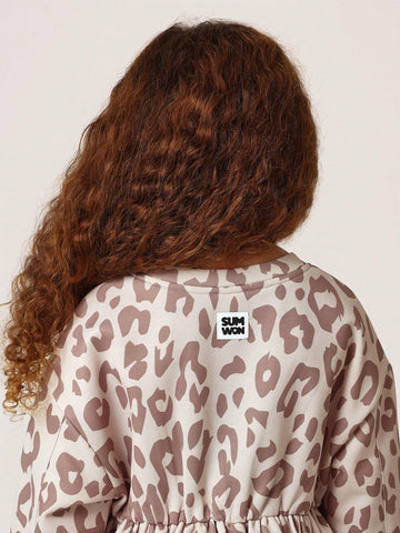 Young Girls Comfy Leopard Print Jersey Dress Young Girls Comfy Leopard Print Jersey Dress