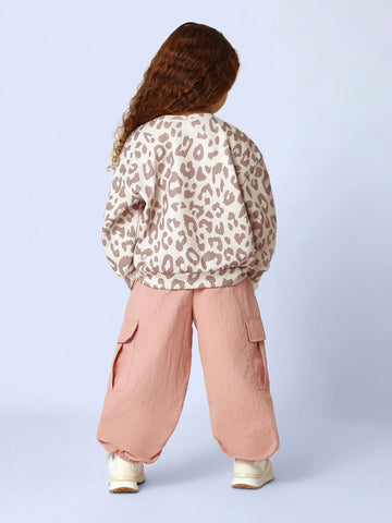 Young Girls Comfy Leopard Printed Sweatshirt Young Girls Comfy Leopard Printed Sweatshirt
