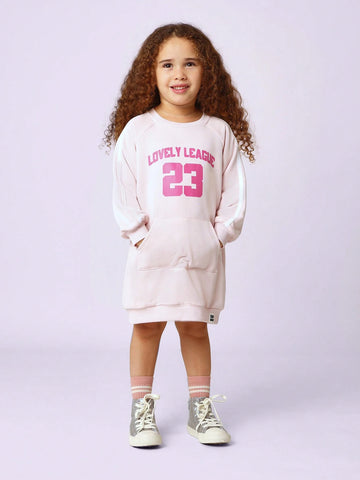 Young Girls Comfy Raglan Dress With Graphic Print Young Girls Comfy Raglan Dress With Graphic Print