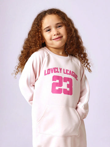 Young Girls Comfy Raglan Dress With Graphic Print Young Girls Comfy Raglan Dress With Graphic Print