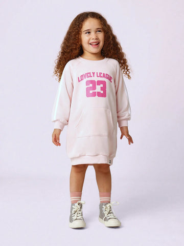 Young Girls Comfy Raglan Dress With Graphic Print Young Girls Comfy Raglan Dress With Graphic Print