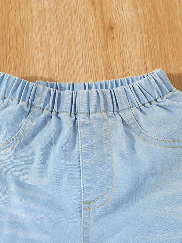 Set Of 3 Basic And Versatile Casual Ripped Skinny Jeans With Elastic Waistband For Young Girls Set Of 3 Basic And Versatile Casual Ripped Skinny Jeans With Elastic Waistband For Young Girls