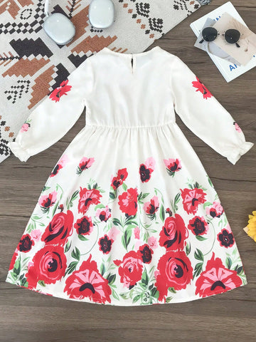 Seven Princess Young Girl Digital Print Long Sleeve Dress, Summer New Arrival Seven Princess Young Girl Digital Print Long Sleeve Dress, Summer New Arrival