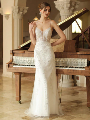 Sexy Mermaid Spaghetti Straps V-Neck Maxi Evening Party Dress Sexy Mermaid Spaghetti Straps V-Neck Maxi Evening Party Dress