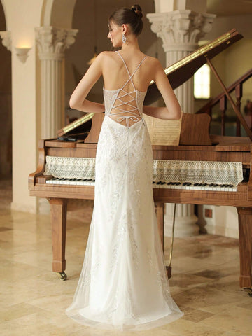 Sexy Mermaid Spaghetti Straps V-Neck Maxi Evening Party Dress Sexy Mermaid Spaghetti Straps V-Neck Maxi Evening Party Dress