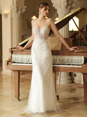 Sexy Mermaid Spaghetti Straps V-Neck Maxi Evening Party Dress Sexy Mermaid Spaghetti Straps V-Neck Maxi Evening Party Dress