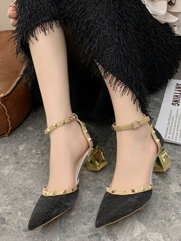 Shiny Pearl & Crystal Buckle Ankle Strap Maxi-Strap Pumps, Shiny Pearl & Crystal Buckle Ankle Strap Maxi-Strap Pumps,