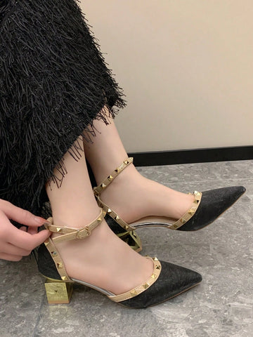 Shiny Pearl & Crystal Buckle Ankle Strap Maxi-Strap Pumps, Shiny Pearl & Crystal Buckle Ankle Strap Maxi-Strap Pumps,