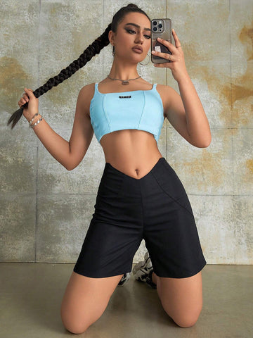 Simple High V-Waist Zipper Back Solid Wide Leg Mini Shorts Summer Outdoor Outfit Simple High V-Waist Zipper Back Solid Wide Leg Mini Shorts Summer Outdoor Outfit