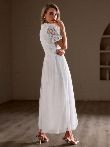 Simplee Women Lace Patchwork Hollow Out Dress Simplee Women Lace Patchwork Hollow Out Dress