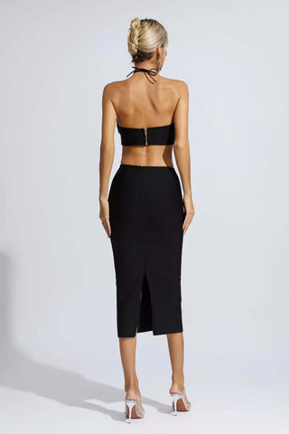 Skye Black Floral Cutout Midi Dress Skye Black Floral Cutout Midi Dress