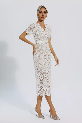 Skyler White Lace Cutout Midi Dress Skyler White Lace Cutout Midi Dress