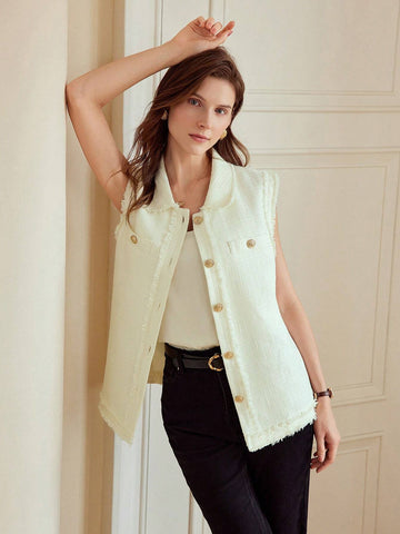 Solid Button Front Sleeveless Shirt For Dailywear Solid Button Front Sleeveless Shirt For Dailywear