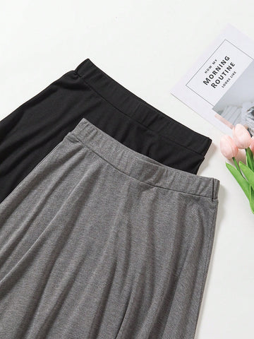 Solid Color Round Neck Short Sleeve T-Shirt & Skirt Set Solid Color Round Neck Short Sleeve T-Shirt & Skirt Set