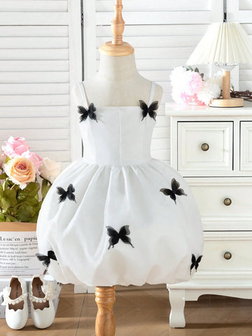 Young Girl Casual Cute Suspender Organza Dress Young Girl Casual Cute Suspender Organza Dress