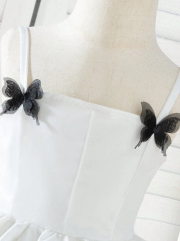 Young Girl Casual Cute Suspender Organza Dress Young Girl Casual Cute Suspender Organza Dress