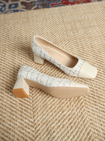 Square Toe Chunky Heeled Court Pumps Square Toe Chunky Heeled Court Pumps