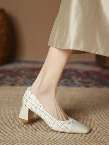 Square Toe Chunky Heeled Court Pumps Square Toe Chunky Heeled Court Pumps