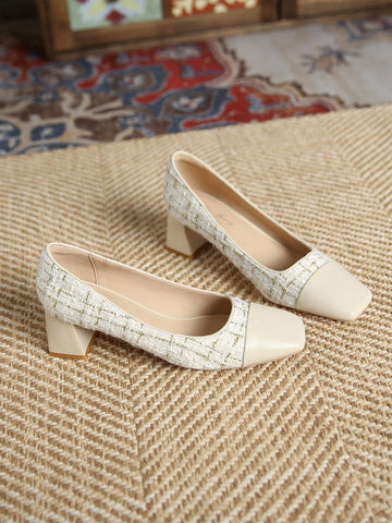 Square Toe Chunky Heeled Court Pumps Square Toe Chunky Heeled Court Pumps