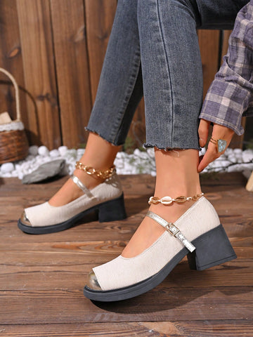 Square Toe Color Block Pumps Women New Arrivals High-End Commute Square Toe Color Block Pumps Women New Arrivals High-End Commute