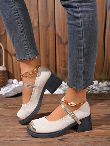 Square Toe Color Block Pumps Women New Arrivals High-End Commute Square Toe Color Block Pumps Women New Arrivals High-End Commute