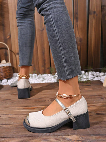Square Toe Color Block Pumps Women New Arrivals High-End Commute Square Toe Color Block Pumps Women New Arrivals High-End Commute
