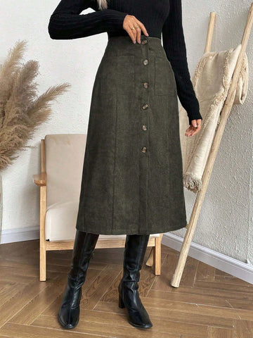 Standard Women Regular Fit Corduroy A-Line Skirt Standard Women Regular Fit Corduroy A-Line Skirt