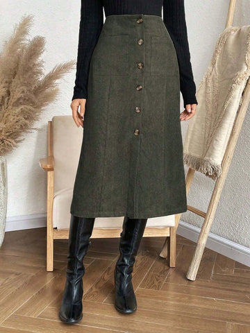 Standard Women Regular Fit Corduroy A-Line Skirt Standard Women Regular Fit Corduroy A-Line Skirt
