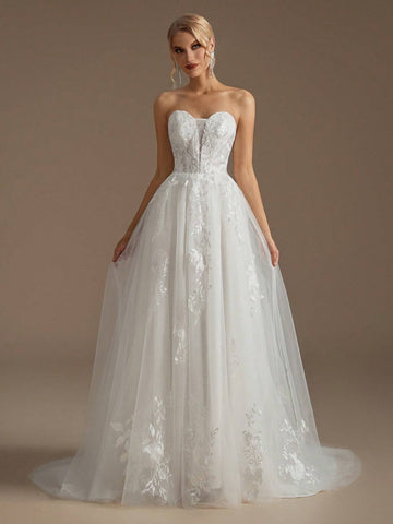 Strapless Appliqué Sexy Wedding Dress Strapless Appliqué Sexy Wedding Dress