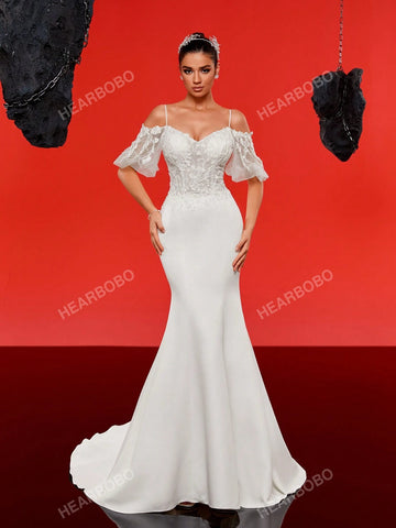 Strapless Beaded And Sheer Waist Wedding Dress With Train Strapless Beaded And Sheer Waist Wedding Dress With Train