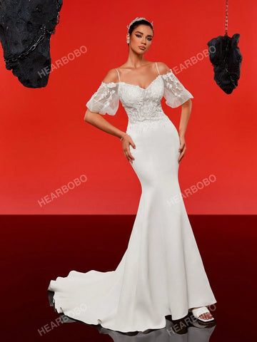 Strapless Beaded And Sheer Waist Wedding Dress With Train Strapless Beaded And Sheer Waist Wedding Dress With Train