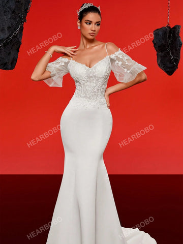 Strapless Beaded And Sheer Waist Wedding Dress With Train Strapless Beaded And Sheer Waist Wedding Dress With Train