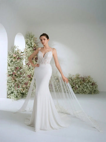 Straps Mermaid Wedding Dress, High-End Water-Soluble Lace & Chiffon Bridal Gown, Elegant & Luxurious, Suitable For Garden, Beach, Castle, Hotel Wedding Straps Mermaid Wedding Dress, High-End Water-Soluble Lace & Chiffon Bridal Gown, Elegant & Luxurious, Suitable For Garden, Beach, Castle, Hotel Wedding