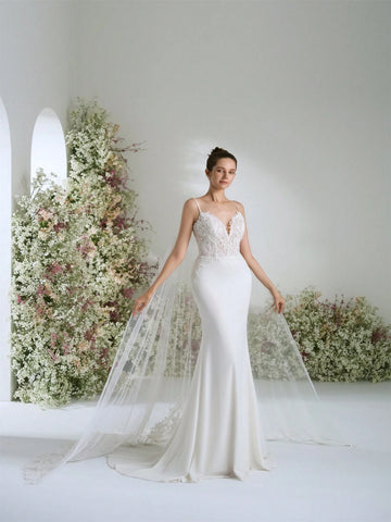 Straps Mermaid Wedding Dress, High-End Water-Soluble Lace & Chiffon Bridal Gown, Elegant & Luxurious, Suitable For Garden, Beach, Castle, Hotel Wedding Straps Mermaid Wedding Dress, High-End Water-Soluble Lace & Chiffon Bridal Gown, Elegant & Luxurious, Suitable For Garden, Beach, Castle, Hotel Wedding