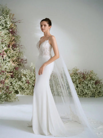 Straps Mermaid Wedding Dress, High-End Water-Soluble Lace & Chiffon Bridal Gown, Elegant & Luxurious, Suitable For Garden, Beach, Castle, Hotel Wedding Straps Mermaid Wedding Dress, High-End Water-Soluble Lace & Chiffon Bridal Gown, Elegant & Luxurious, Suitable For Garden, Beach, Castle, Hotel Wedding